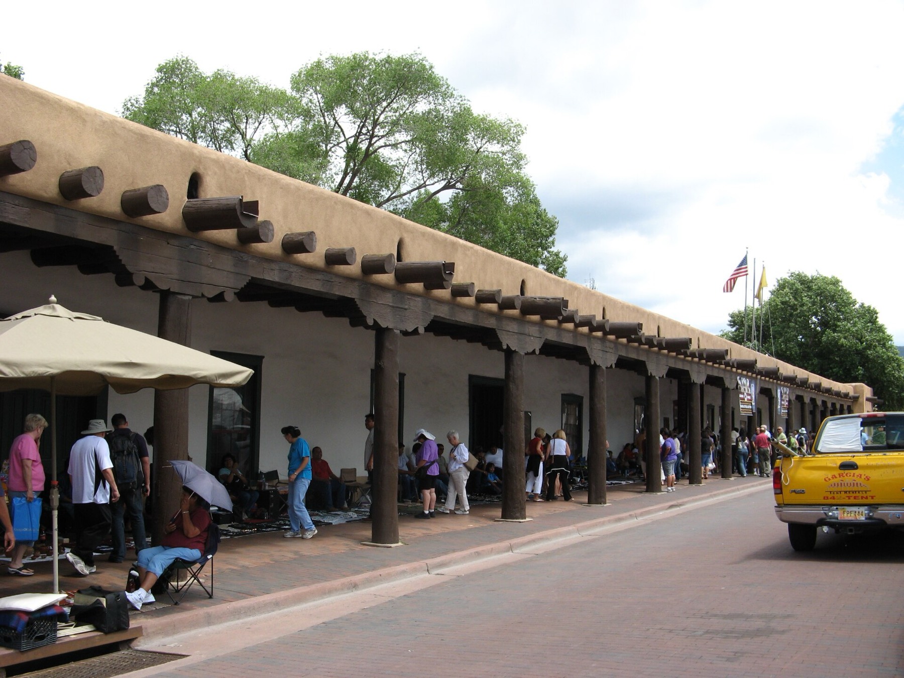 The portal of the Palace of the Governors on the Santa Fe Plaza